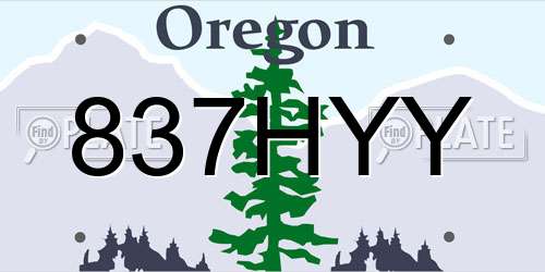 837HYY Oregon License Plate