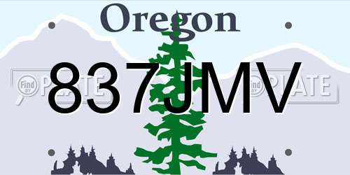 837JMV Oregon License Plate