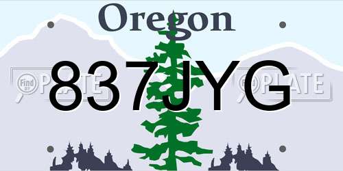 837JYG Oregon License Plate