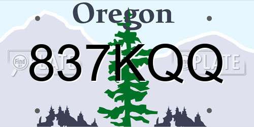 837KQQ Oregon License Plate