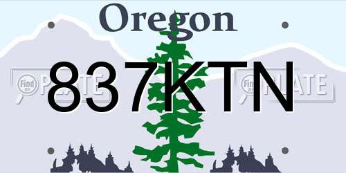 837KTN Oregon License Plate