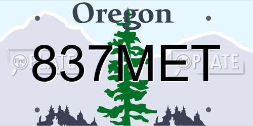 837MET Oregon License Plate