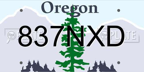 837NXD Oregon License Plate