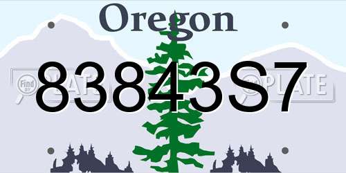 83843S7 Oregon License Plate