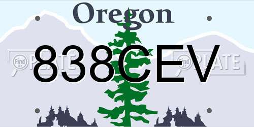 838CEV Oregon License Plate