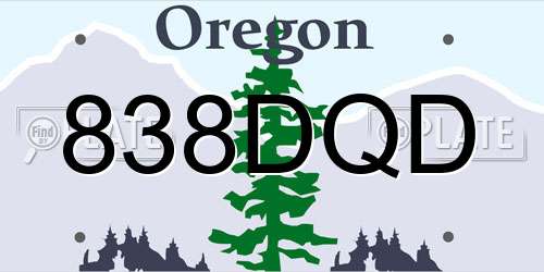 838DQD Oregon License Plate