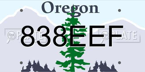 838EEF Oregon License Plate
