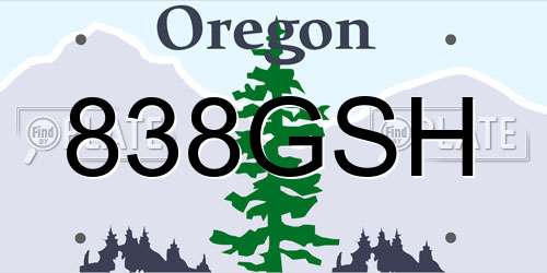 838GSH Oregon License Plate