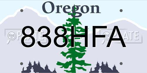 838HFA Oregon License Plate