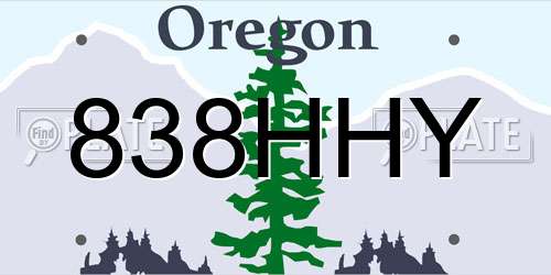 838HHY Oregon License Plate