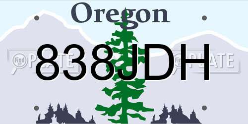 838JDH Oregon License Plate