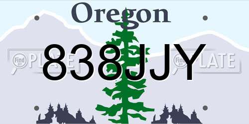 838JJY Oregon License Plate