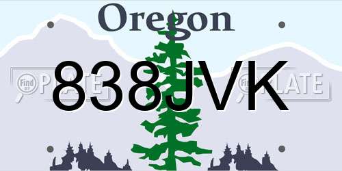 838JVK Oregon License Plate