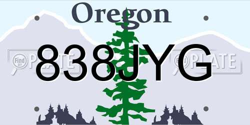 838JYG Oregon License Plate