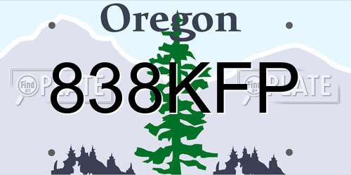 838KFP Oregon License Plate