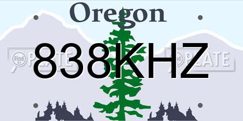 838KHZ Oregon License Plate
