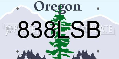 838LSB Oregon License Plate