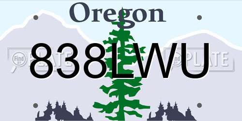 838LWU Oregon License Plate