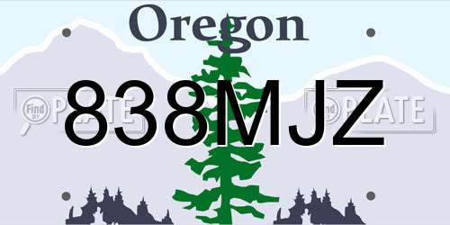 838MJZ Oregon License Plate