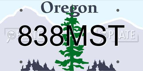 838MST Oregon License Plate