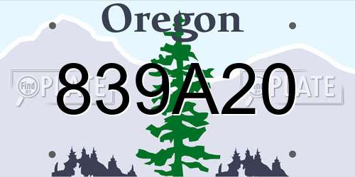 839A20 Oregon License Plate