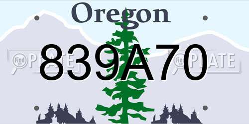 839A70 Oregon License Plate