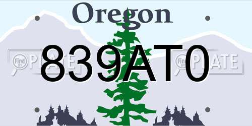 839AT0 Oregon License Plate