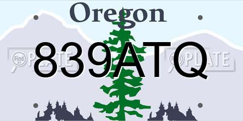 839ATQ Oregon License Plate