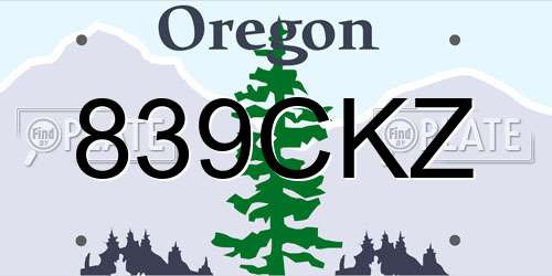 839CKZ Oregon License Plate