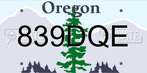 839DQE Oregon License Plate