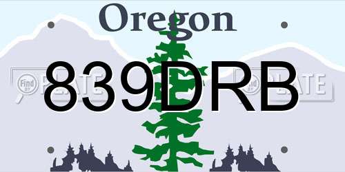 839DRB Oregon License Plate