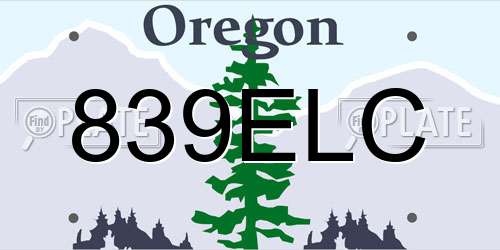 839ELC Oregon License Plate