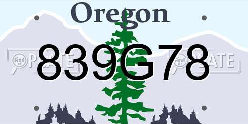 839G78 Oregon License Plate
