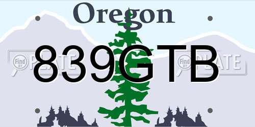 839GTB Oregon License Plate