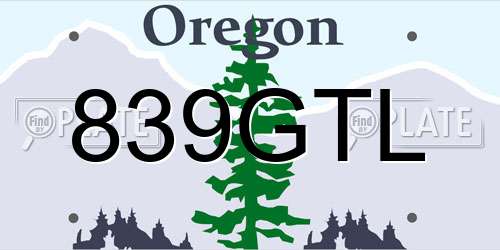 839GTL Oregon License Plate