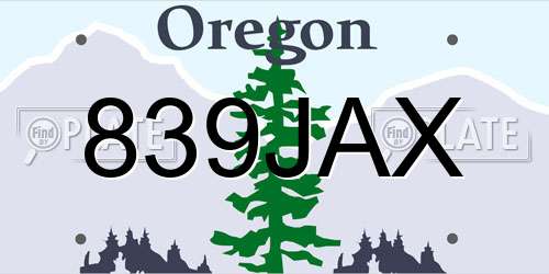 839JAX Oregon License Plate