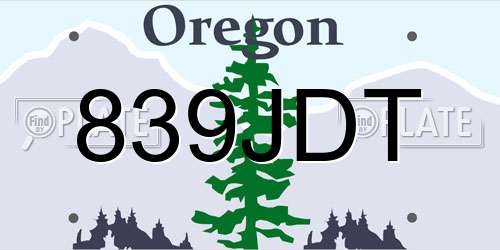 839JDT Oregon License Plate