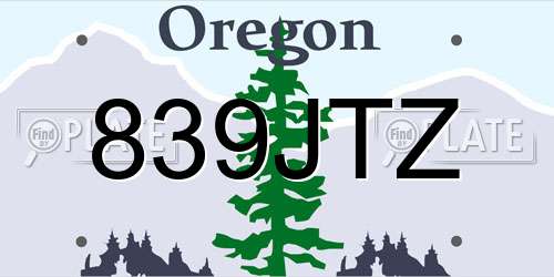 839JTZ Oregon License Plate