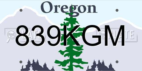 839KGM Oregon License Plate