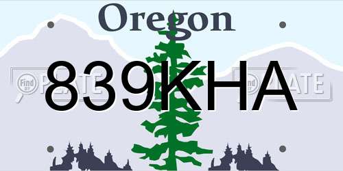 839KHA Oregon License Plate