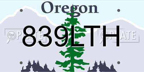 839LTH Oregon License Plate
