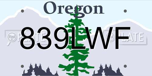 839LWF Oregon License Plate