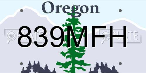 839MFH Oregon License Plate