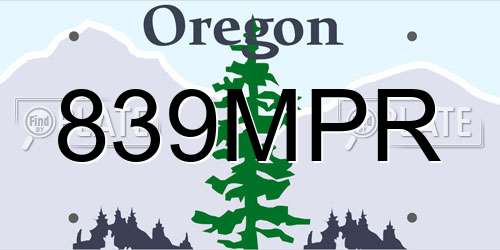 839MPR Oregon License Plate