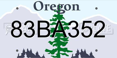 83BA352 Oregon License Plate