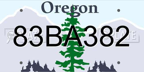 83BA382 Oregon License Plate