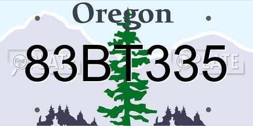 83BT335 Oregon License Plate