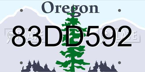 83DD592 Oregon License Plate