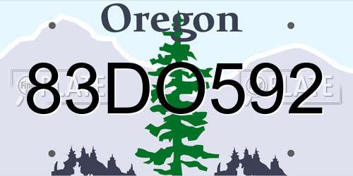 83DO592 Oregon License Plate