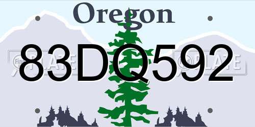 83DQ592 Oregon License Plate